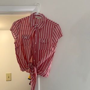 Red, Striped, Shirt